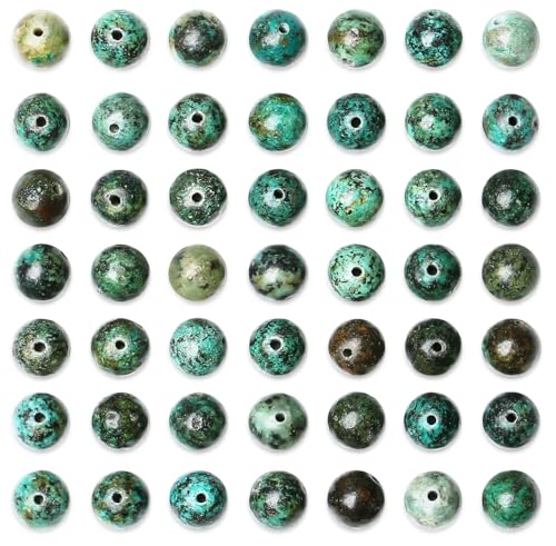 QINJIEJIE 100PCS African Turquoise Beads 8mm Natural Stone Beads Round Loose Gemstone Bead for Bracelet Beading Crystal Jewelry Making DIY Necklace Earrings 0.32" - color: African Turquoise, size: 100PCS