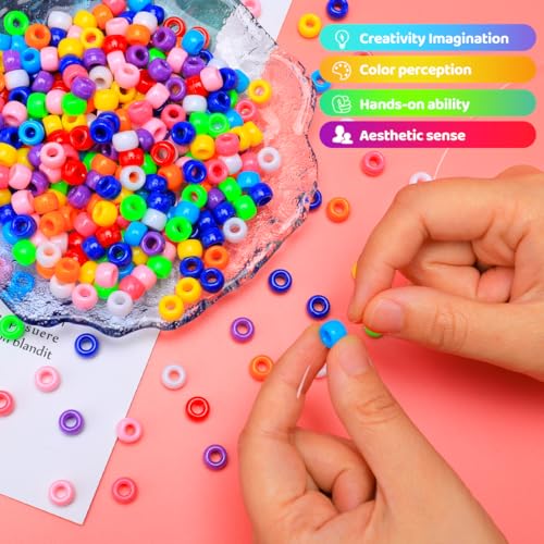 IOOLEEM Blue Solid & Glitter Bulk Pony Beads - 4000pc Kit for Friendship Bracelets & Jewelry Making, Easy Storage - color: Blue & Glitter