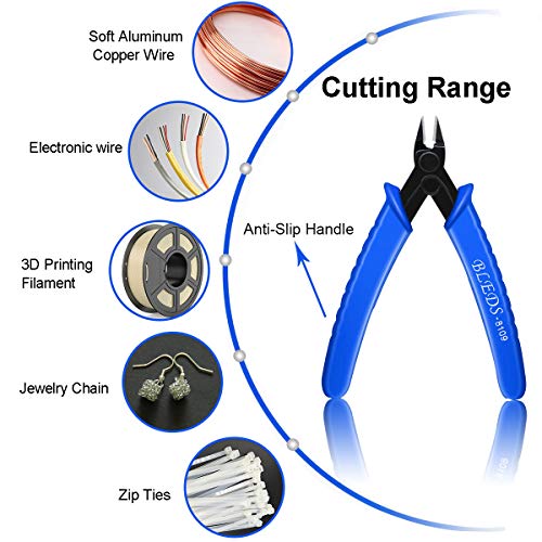 BLEDS Flush Cutter Pliers, Wire Cutter, Flush Cutters, Nippers, Diagonal Cutter, Wire Cutters Side Cutter, Micro Shear Cutter Precision Electronics Siding Cutting Pliers 5 inch, Blue - color: 1 Pack 5“ Blue