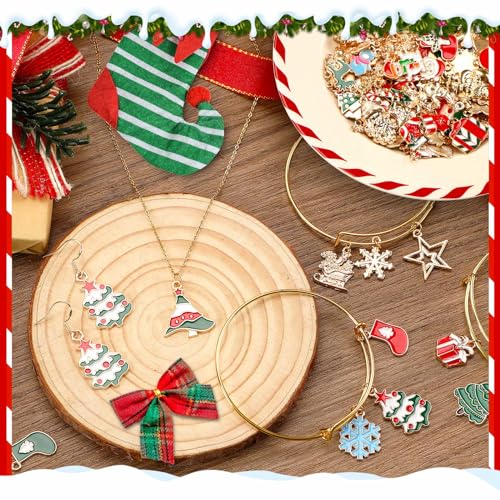 SANNIX 350Pcs Christmas Charms for Jewelry Making, Gold Enamel Charms Christmas Charm Pendants for DIY Crafts Bracelets Necklace Earrings Craft Supplies - color: Christmas Color