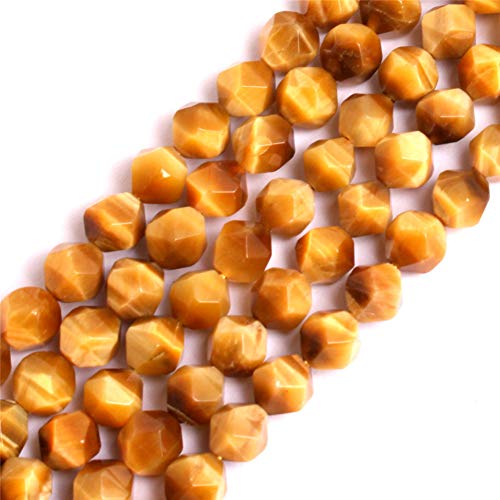 GEM-Inside Natural 12mm Gold Yellow Tiger Eyes Gemstone Loose Beads Faceted Cambay Crystal Energy Stone Power for Jewelry Making 15" - color: Gold Yellow Tiger Eye, size: 12mm