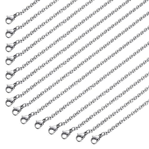 24 Pack Necklace Chains Stainless Steel Cable Chain Necklace Bulk for Jewelry Making, 18 Inches - color: 18 Inches