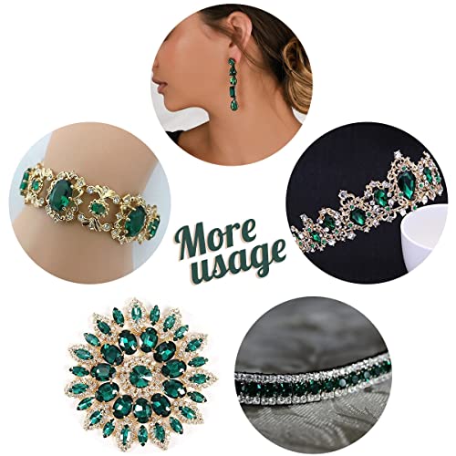 qiipii 4080Pcs Emerald Green Nail Rhinestones K9 Glass Crystal Flat Back Rhinestones Nail Charms Stones Multi Shapes Big Gems Round Beads Nail Art Diamonds jewels for Nails Face Eyes Makeup Crafts DIY - color: Emerald Green, size: A Set