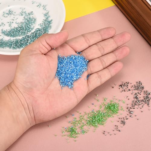 uxcell 1400Pcs Glass Bugle Beads, 1.9x1.5mm Tube Mini Loose Glass Seed Spacer Bead for DIY Earrings Necklaces Bracelets Jewelry Making (Silver-Purple) - color: Silver-Purple, size: 1.9x1.5mm