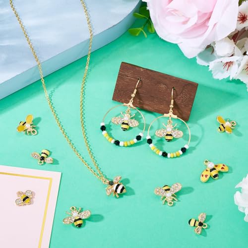 Craftdady Enamel Dangle Charms Pendant Food Animal Flower Cute Charms Colorful Metal Fruit Pendants Hang Ornament for Craft Bracelet Necklace Earring Key Chains Jewelry Making - color: Yellow Bee 2