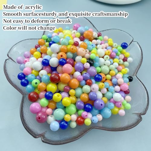 1000pcs Acrylic Round Beads 6mm Round Spacer Plastic Pastel Beads Craft Beads with Hole for DIY Bracelet Necklace Jewelry Making Supplies Handmade Craft(Lemon Yellow) - color: Lemon Yellow, size: 6mm