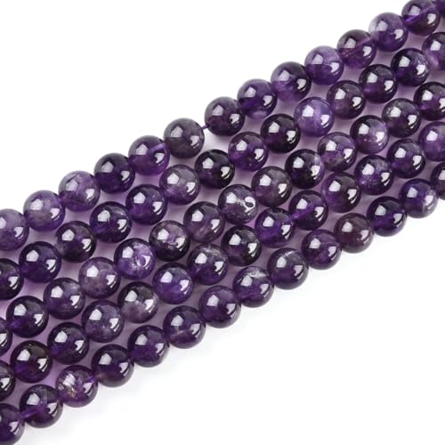 6mm Natural Amethyst Beads Round Gemstone Loose Beads for Jewelry Making (60-62pcs/strand) - color: Amethyst, size: 6mm