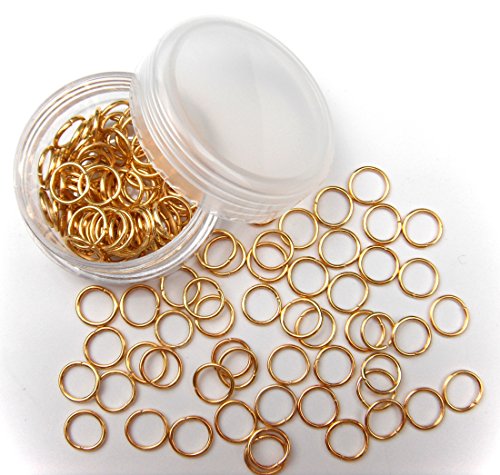 ALL in ONE 16 Gram/100pcs 8mm Gold Plated Open Jump Ring with 10 Gram Storage Box - color: Gold, size: 8mm