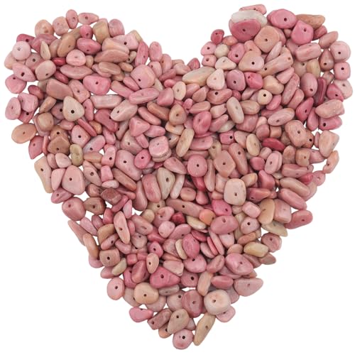 400pcs Natural Chip Stone Beads for Jewelry Making Rhodochrosite 5-8mm Irregular Gemstones Healing Crystal Loose Rocks Bead Hole Drilled for Ring Earrings Necklace Bracelet Making DIY Art Crafts - color: Rhodochrosite(2 Strands-62")