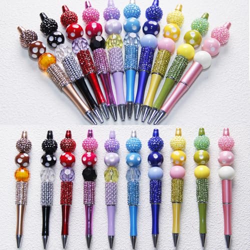 48 Pcs 20mm Beads for Pens Rhinestone Bubblegum Beads Mixed Crystal Acrylic Round Chunky Bead Sparkly Craft Large Balls Bead for Pen Beadable Keychain Bracelet Necklace DIY Jewelry Making Supplies - color: Pink series