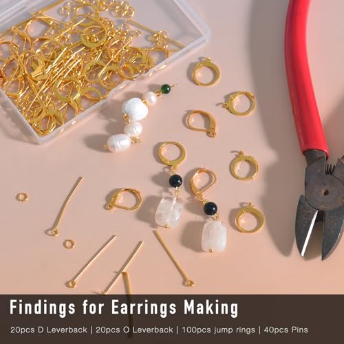 180Pcs No Tarnish Leverback Hooks & Pins for Earring Making, stino Hypoallergenic Stainless Steel Jewerly Findings Supplies, Gold Plated & Silver Kit (Gold) - color: Gold