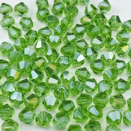 600pcs 3mm Bicone Crystal Glass Beads Faceted Bicone Crystal Beads Bulk Glass Spacer Beads for Bracelets Necklace Pendants Earrings DIY Jewelry Craft Making(Light Green AB) - color: Light Green AB, size: 3mm