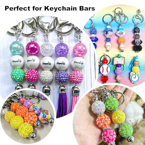 50Pcs Rhinestone Beads for Pens, 20mm Resin Rhinestone & Snowflake and 16mm Sequin Beads, Round Sparkly Chunky Bubblegum Bead Set for DIY Beadable Pens Keychain Necklace Bracelet Jewelry - color: 3-in-1 Set