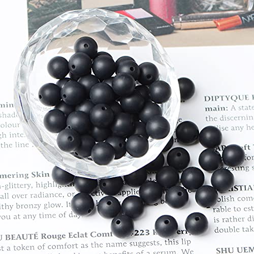 AD Beads 8mm Natural Round Loose Beads 110 Pieces, for Making 108 Mala Prayer Beads Necklace, Bracelet & Yoga Meditation, Jewelry Design (Matte Black Onyx) - color: Matte Black Onyx, size: 8mm-110pcs