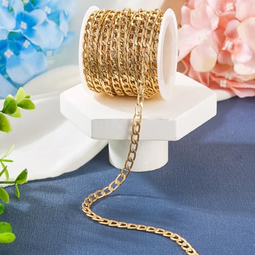 Craftdady 16.4 ft Golden Aluminium Curb Chain 7x4mm Twisted Metal Chain Oval Cross Unwelded Small Chain for Crafts DIY Necklace Bracelet Jewelry Making Supplies - color: Golden,7x4mm