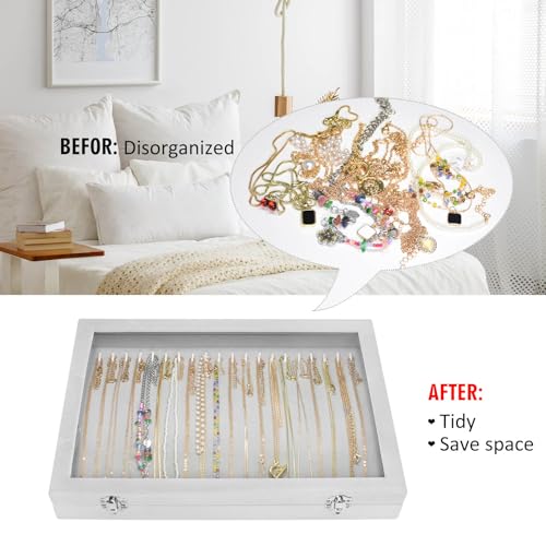 Vicoter Velvet Necklace Display Jewelry Tray 20 Hook Necklace Tray Necklace Pendant Jewelry Tray for Women and Girls - color: Grey, size: 20 Hook
