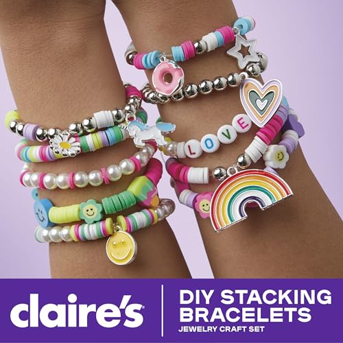 Claire’s DIY Bracelet Kit – 895-Piece Jewelry Making Supplies Set| Clay Heishi Beads, Alphabet, Charms, String| Friendship Bracelet Kit for Girls| Arts & Crafts Activity| Fashion Accessory Gift Age 8+
