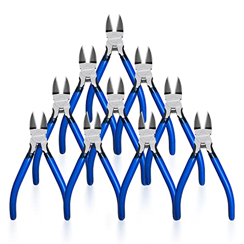 Wire Cutters 10 Pack, KAIHAOWIN 6 inch Dikes Small Wire Cutters Flush Cutters Wire Snips Clippers Diagonal Cutters Side Cutters Cutting Pliers for Crafting - size: 10 pack