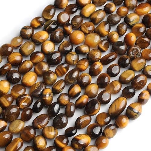 HAAMIIQII Natural Yellow Tiger Eye Pebble Stone 5-8mm Small Irregular Freeform Tumbled Loose Gemstone Beads for Jewelry Making Strand 15 Inch (45-50pcs) - color: Yellow Tiger's Eye