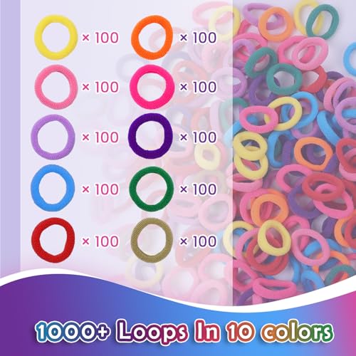 FUNiOi 1000 PCS Cat Weaving Loom Refill for Bracelet Making Kit, DIY Arts and Crafts Supplies, Baby Hair Ties for Girls Ages 6-12, Gift Idea for Kids and Beginners - size: Loom Loops Refill
