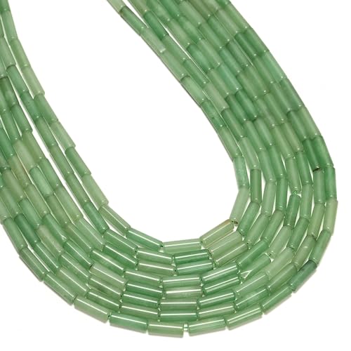 30 Pcs 4x13mm Natural Light Green Aventurine Crystal Bead Smooth Cylinder Tube Spacer Beads for Bracelets Jewelry Making - color: Green Aventurine, size: 4x13mm