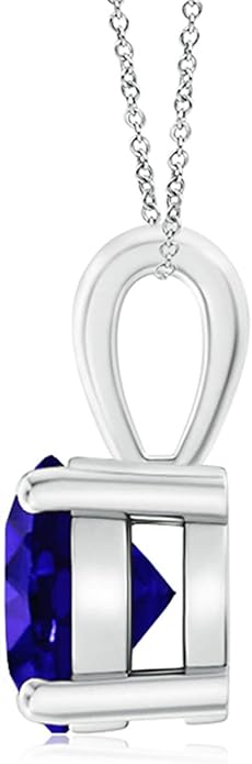 Angara Natural Tanzanite Solitaire Pendant for Women | Round Tanzanite Solitaire Pendant Necklace in 14K Solid Gold/Silver/Platinum With 18" Chain | December Birthday, Gemstone Jewelry Gift