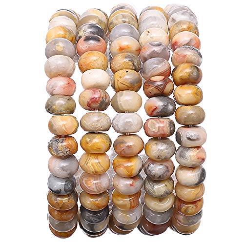 BEADIA Natural Crazy Agate Stone Rondelle 5x8mm Loose Semi Gemstone Beads for Jewelry Making 38cm - color: Crazy Agate Rondelle, size: 5x8mm