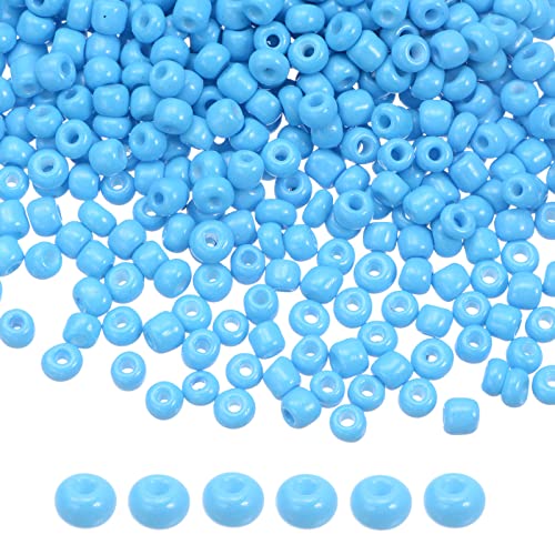 HARFINGTON 2000Pcs Small Glass Beads 6/0 4mm Loose Tiny Round Small Beads for Bracelet Earring Rings Jewelry Making, Sky Blue - color: Sky Blue