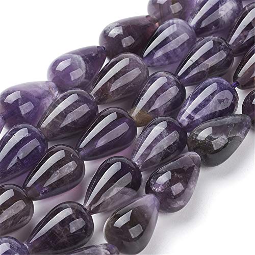 Craftdady Teardrop Natural Amethyst Stone Beads Polished Drop Gemstone Loose Beads Energy Healing Crystal Stone 16x10mm for Jewelry Craft Necklace Bracelet Earring Making, 22~25pcs - color: Drop Amethyst, 16x10.5mm