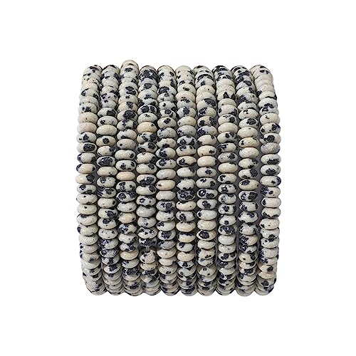 BEADIA Natural Dalmatian Disk Stone Beads 4x2mm 160pcs Rondelle Loose Semi Gemstone Beads for Jewelry Making Design - color: Dalmatian