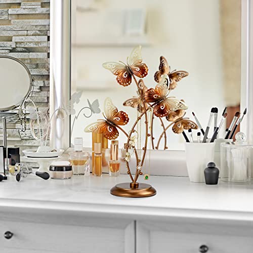 Gold Butterfly Jewelry Tree Stand - Metal Jewelrys Display Organizer for Earrings, Necklaces & Rings,jewel Holder Rack for Countertop, Wedding Gift & Home Decoration for Women ( Gold Butterfly)