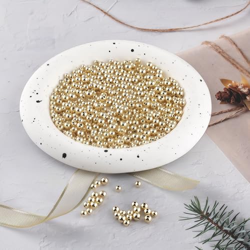 480pcs 2/2.5/3/4/5/6mm 14K Gold Filled Round Spacer Beads,Ball Seamless Spacer Beads,for DIY Jewelry Bracelet Necklace Making Findings (14K Gold) - color: 14K Gold