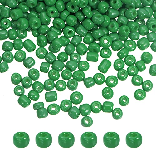 HARFINGTON 2000Pcs Small Glass Beads 6/0 4mm Loose Tiny Round Small Beads for Bracelet Earring Rings Jewelry Making, Dark Green - color: Dark Green