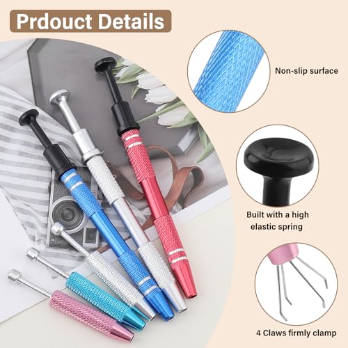 6Pcs Piercing Ball Grabber Tool Set,2 Sizes Piercing Changing Tools 4 Claw Diamond Tweezers for Easy Jewelry Changing,Stainless Steel Gem Pickup Tool for Septum, Earrings,Small Parts