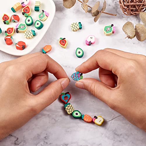 50Pcs Handmade Polymer Clay Beads Mixed Fruit Shape Loose Beads Mixed Color Spacer Beads for DIY Jewelry Making Hole 1.4mm - color: 50pcs # Mixed Fruit 2
