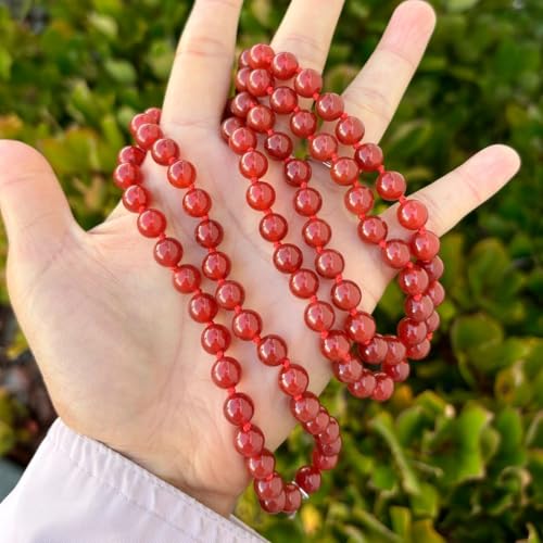 Adabele Premium 108 Mala Beads Malas Necklace - Natural Healing Gemstone Tibetan Buddhist Japa Prayer Meditation Reiki Chakra Stone Quartz Rock Women Men Jewelry - style: Carnelian