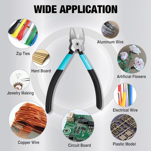 DURATECH 6-Inch Professional Wire Cutters, Flush Cutters with CNC Machined Edges, CR-V Thickened Side Cutters, Ultra-Sharp Flush Cut Pliers for Crafting, Electronics, Zip Ties, and DIY Models
