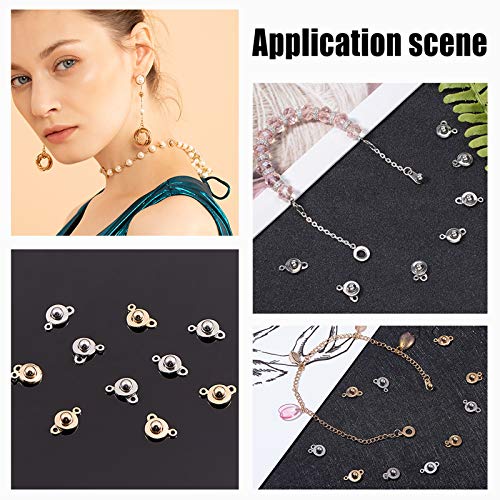 UNICRAFTALE 12 Sets Golden Clasp Snap Stainless Steel Round Clasps with 2 Holes Fastener End Chain Clasp Connector Jewelry Clasps for Making Necklaces Bracelets 15mm Long - color: Golden
