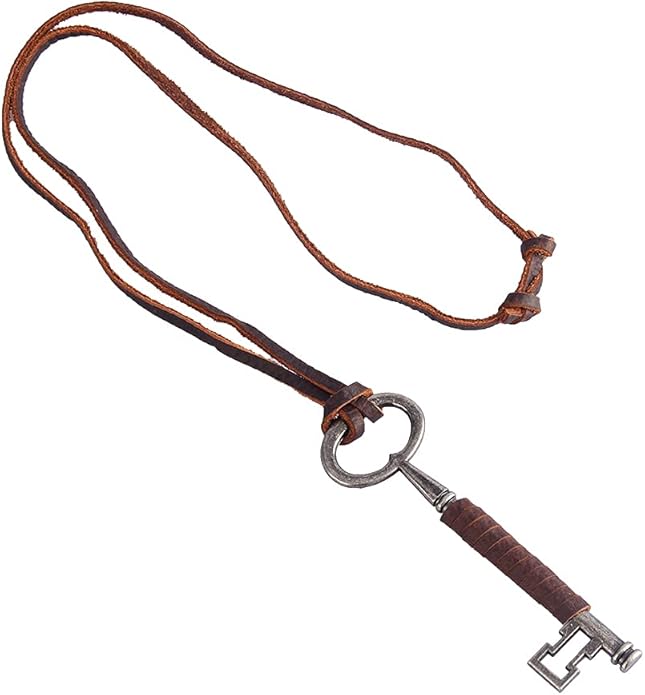 GelConnie Boho Necklaces for Women Vintage Silver Circles Long Pendant Necklace Cowgirl Sweater Necklace Adjustable Leather Choker Necklace for Women