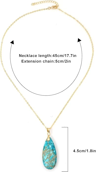 Stone Necklaces for Women Teardrop Gemstone Pendant Necklace Natural Stone Chain Necklaces