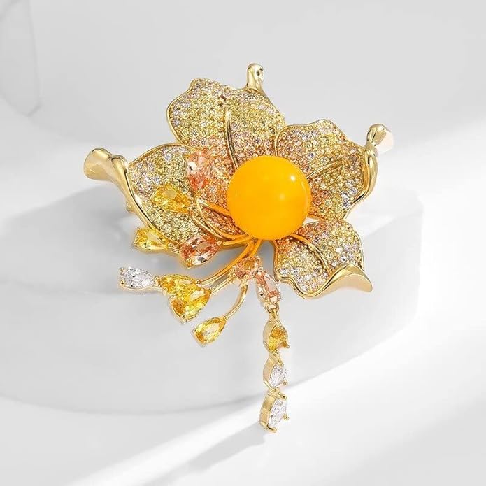 Flower Brooch for Women Rhinestone Flower Brooch Pins Floral Brooches Jewelry Gift for Mom Wife