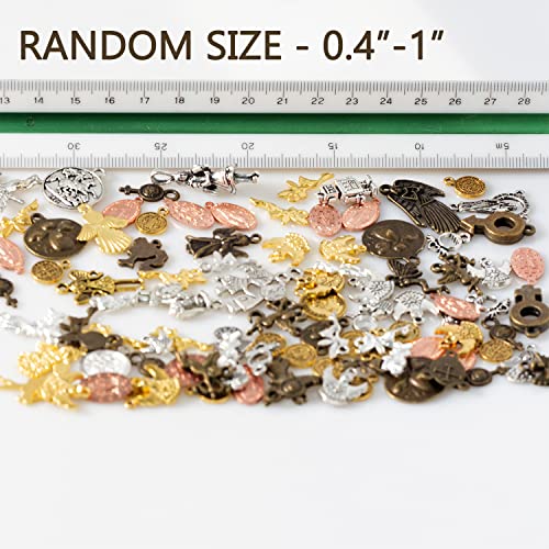 stino 100g Metal Pendant Charms for Jewelry Making, Bulk Silver & Gold Plated Charms for Braclet Necklace Crafts, Animal Plant Flower Pet and so on - color: Character Mixed Color