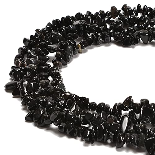 7-8mm Natural Black Obsidian Gemstone Chips Loose Beads Semi Precious for Jewelry Making DIY Handmade Craft Supplies 1 Strand per Bag Approxi 34" - color: Black Obsidian Chips