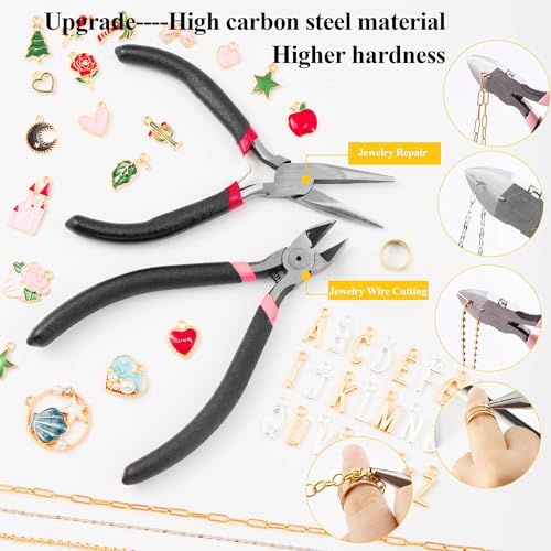 HUISUYTON 18K Gold Necklace Chain Kit for Jewelry Making, 59FT 12Rolls Bracelet Chains with Charms/Pliers/Jump Rings/Lobster Clasps Accessories for DIY Necklace Bracelet Making - color: 18k Gold Plated and Stainless Steel Silver-59Ft+Pendants