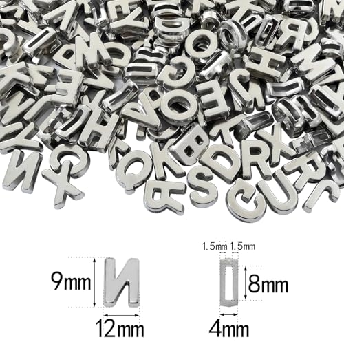 Looconi 400pcs Silver Letter Beads Pendant,A-Z,3D Loose Beads,Plastic Initial Charms for Jewelry Making,Key Chains,Crafts - color: PendantSilver