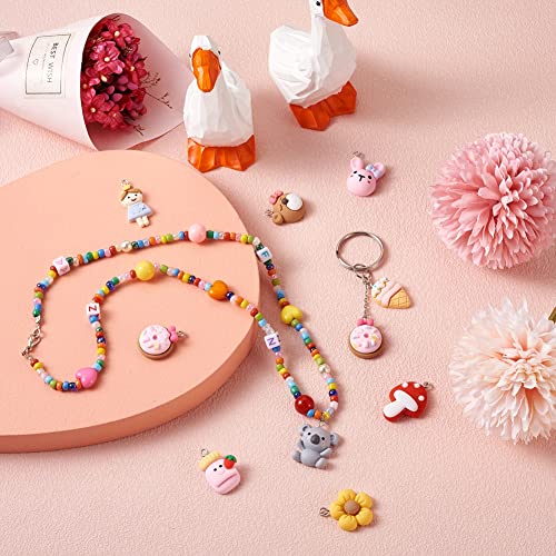 Craftdady Resin Plastic Miniature Food Snack Pendants Charms Ice Drink Juice Pendants Cute Bottle Fruit Keychain Charms Hang Ornament for DIY Craft Earring Bracelet Necklace Jewelry Making - color: Mixed Color 18 Styles