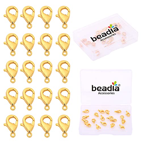 BEADIA 18K Gold Plated Lobster Clasps Non Tarnish 10mm 20pcs for Jewelry Making Findings - color: Lobster Clasps Gold, size: 10mm