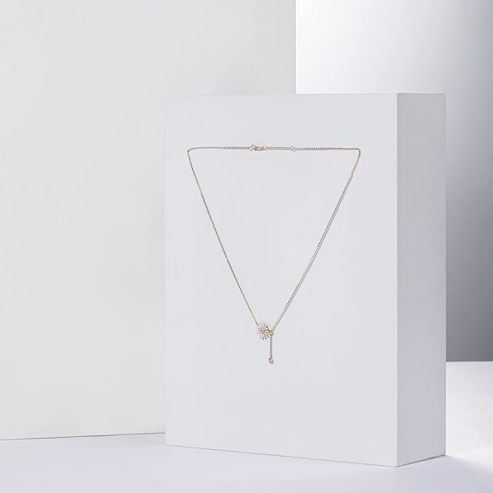 NW Ladies Sterling Silver Necklace Small Zou Chrysanthemum Pendant Necklace Delicate Jewelry Birthday Valentine's Day Gift for Daughter Wife Mom