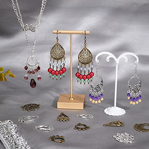 SUNNYCLUE 48Pcs 6 Styles 2 Colors Alloy Chandelier Component Links Charms Tibetan Style Earring Chandelier Filigree Pendants Findings for DIY Earring Necklace Jewellery Making Supplies Crafts - color: 48pcs 6 Styles 2 Colors