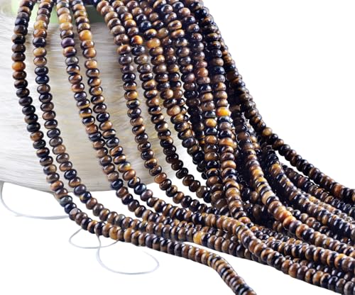 Rondelle Beads for Jewelry Making 5x8mm Natural Stone Beads 1 Strand 15.5inch Lentil Spacer Beads Rondelle Gemstone Bead Semi-Precious Stone Bead for Bracelet Necklace Crafts Tiger Eye - color: Tiger Eye Beads